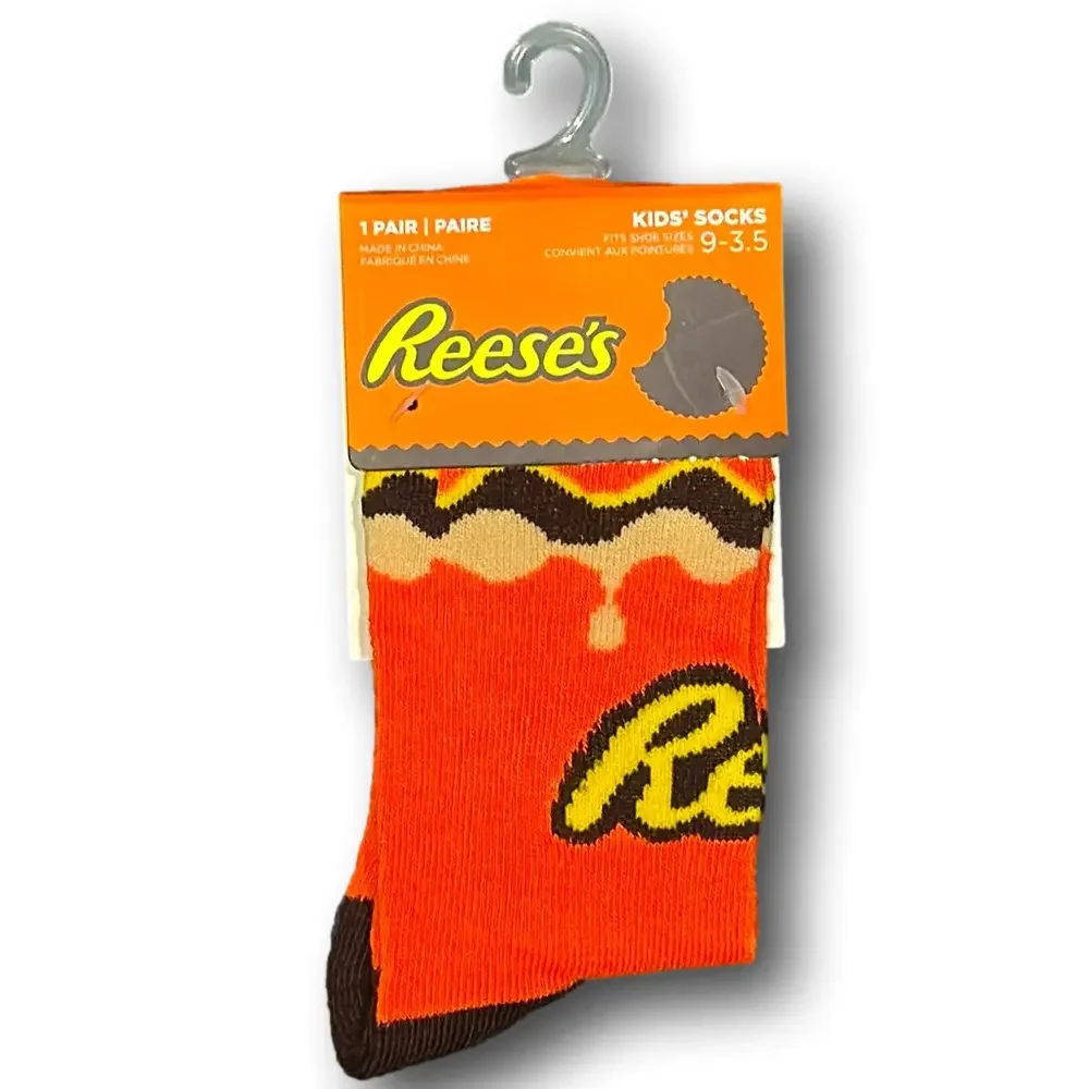 Kids Reese's Peanut Butter Cups Funny Novelty Crew Socks - NWT